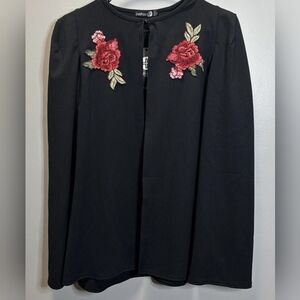 Black Embroidered Cape by Studio 1940